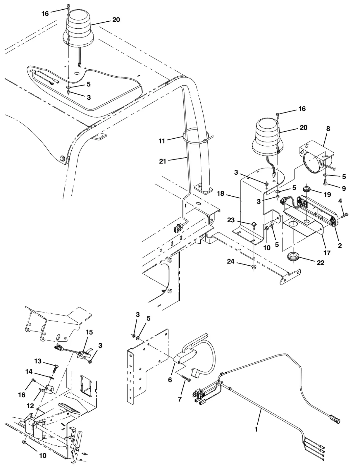 Tennant S30 Diesel indoor light kit (option) drawing, manual page 3-2