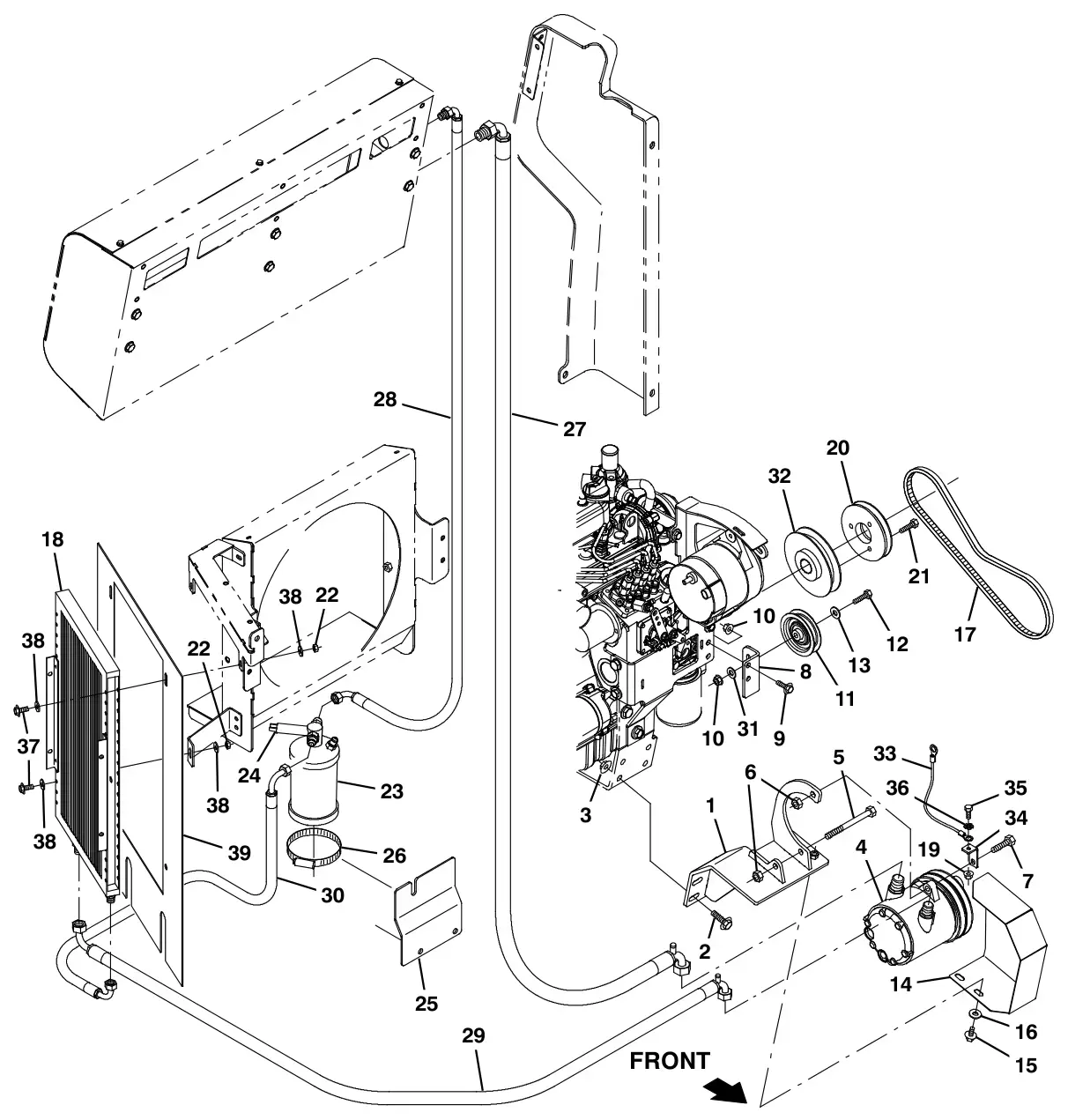 Tennant S30 Diesel cab air conditioner group (option) drawing, manual page 3-20