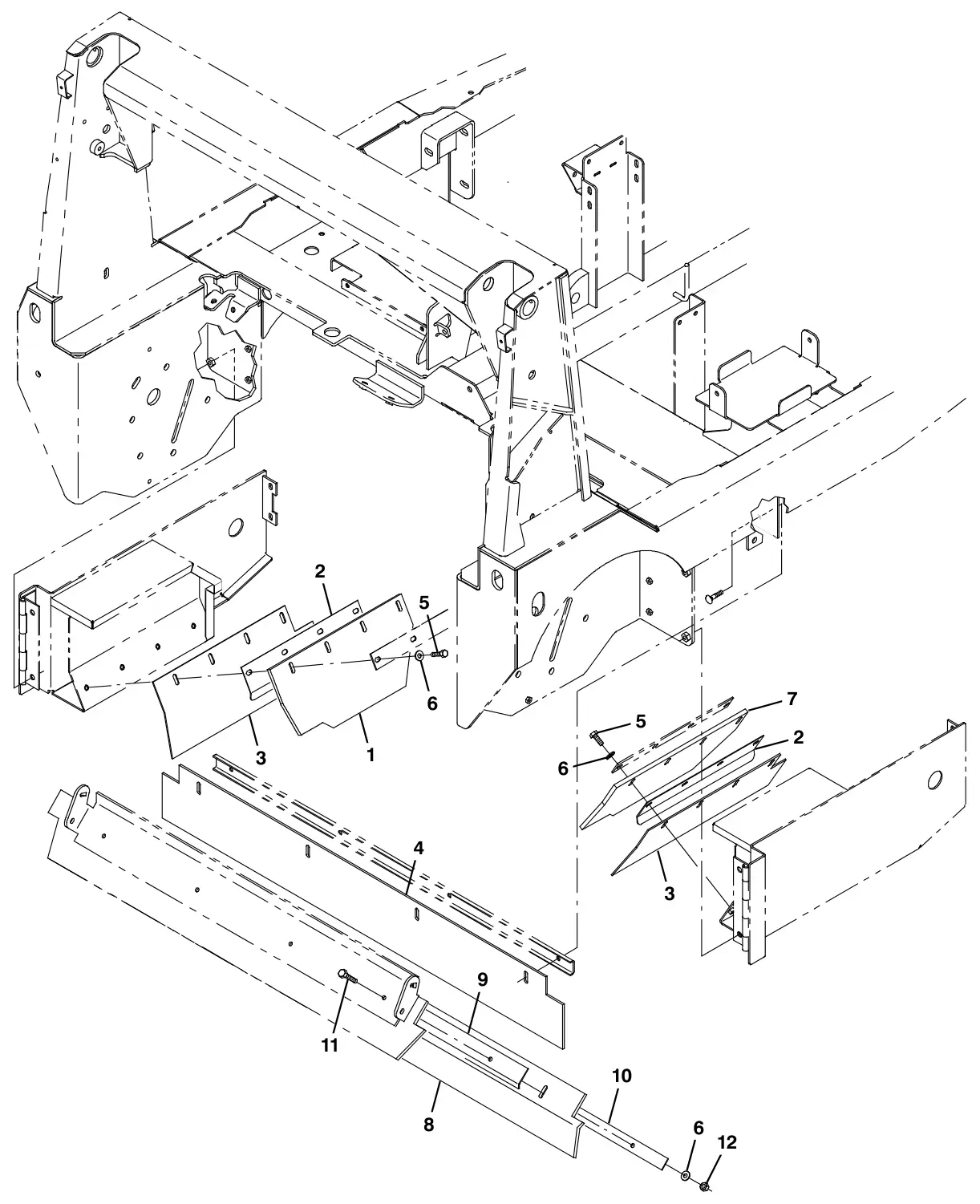 Tennant S30 Diesel side and rear skirt kit (option) drawing, manual page 3-28
