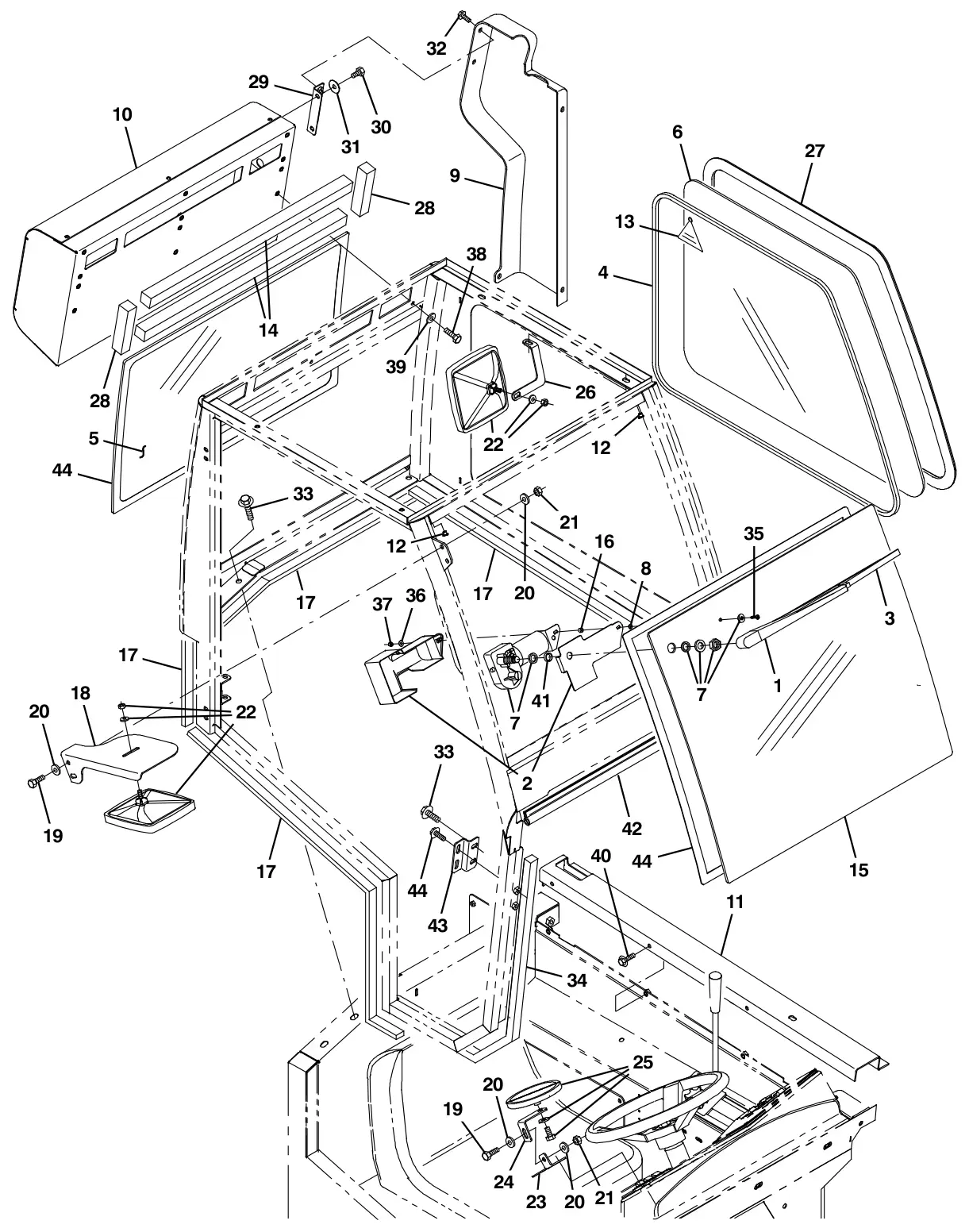 Tennant S30 Diesel cab group (option) drawing, manual page 3-12