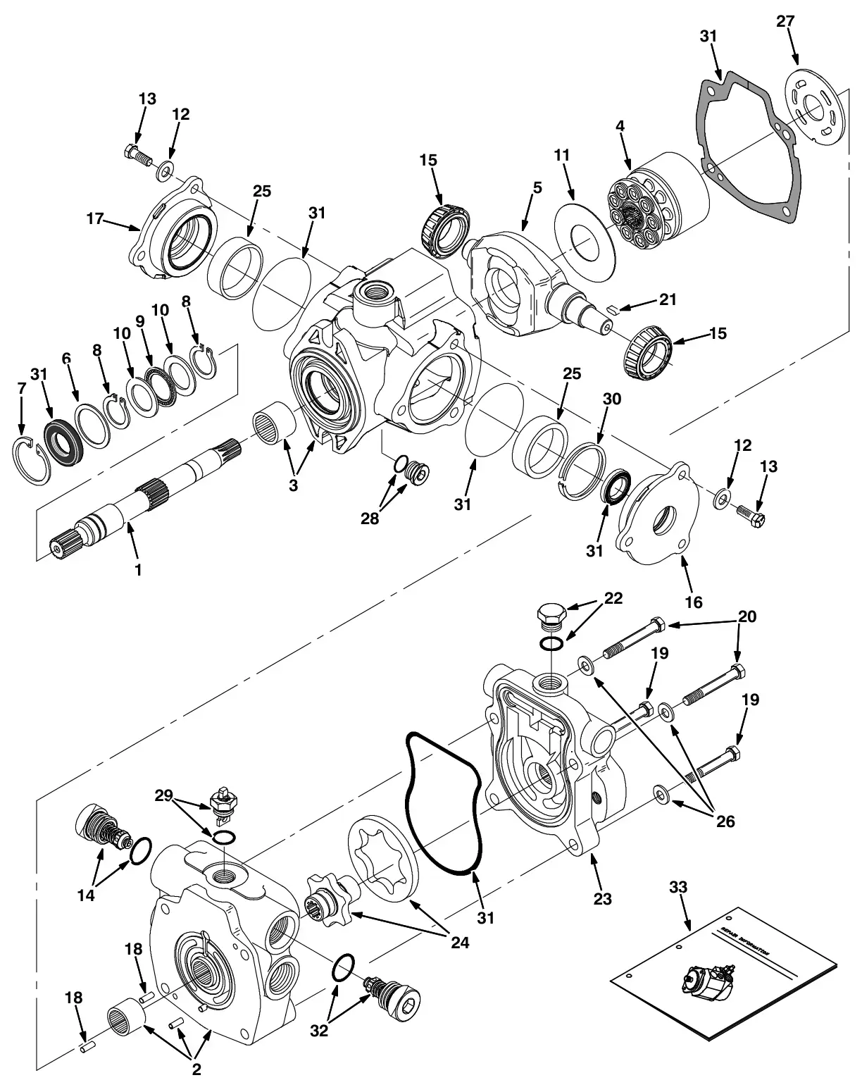 Tennant S30 Diesel hydraulic piston pump breakdown, 1054905 (component breakdown) drawing, manual page 4-12