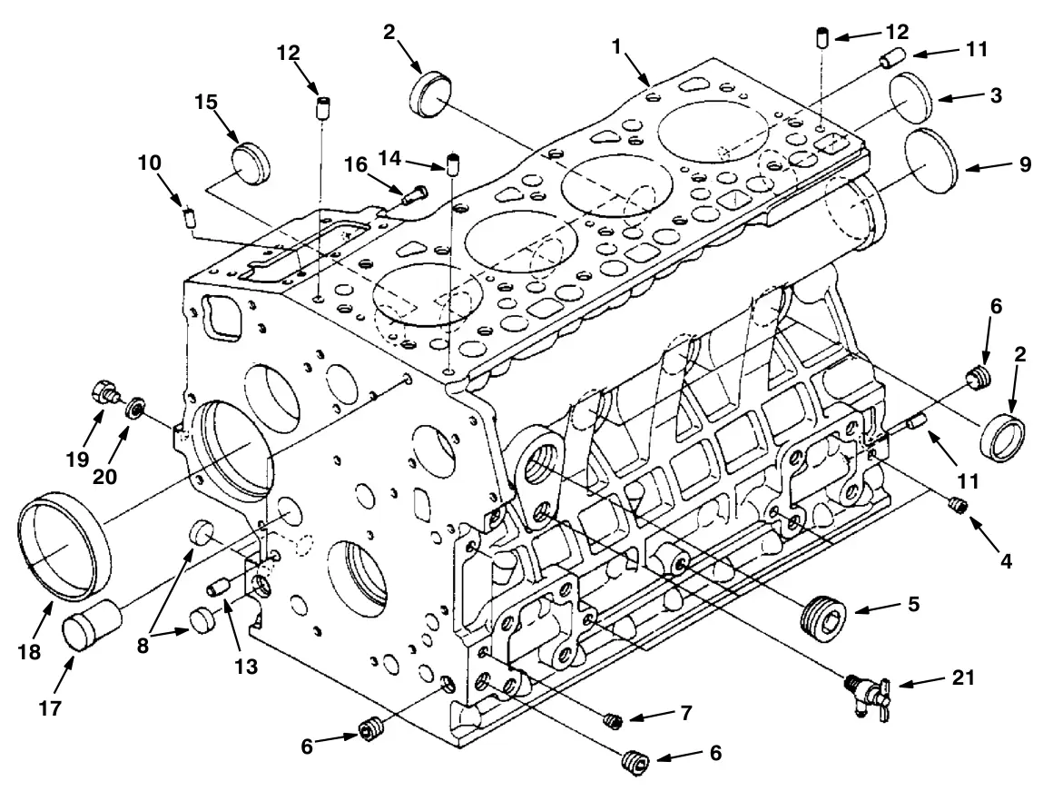 Tennant S30 Diesel crankcase group (engine) drawing, manual page 5-2
