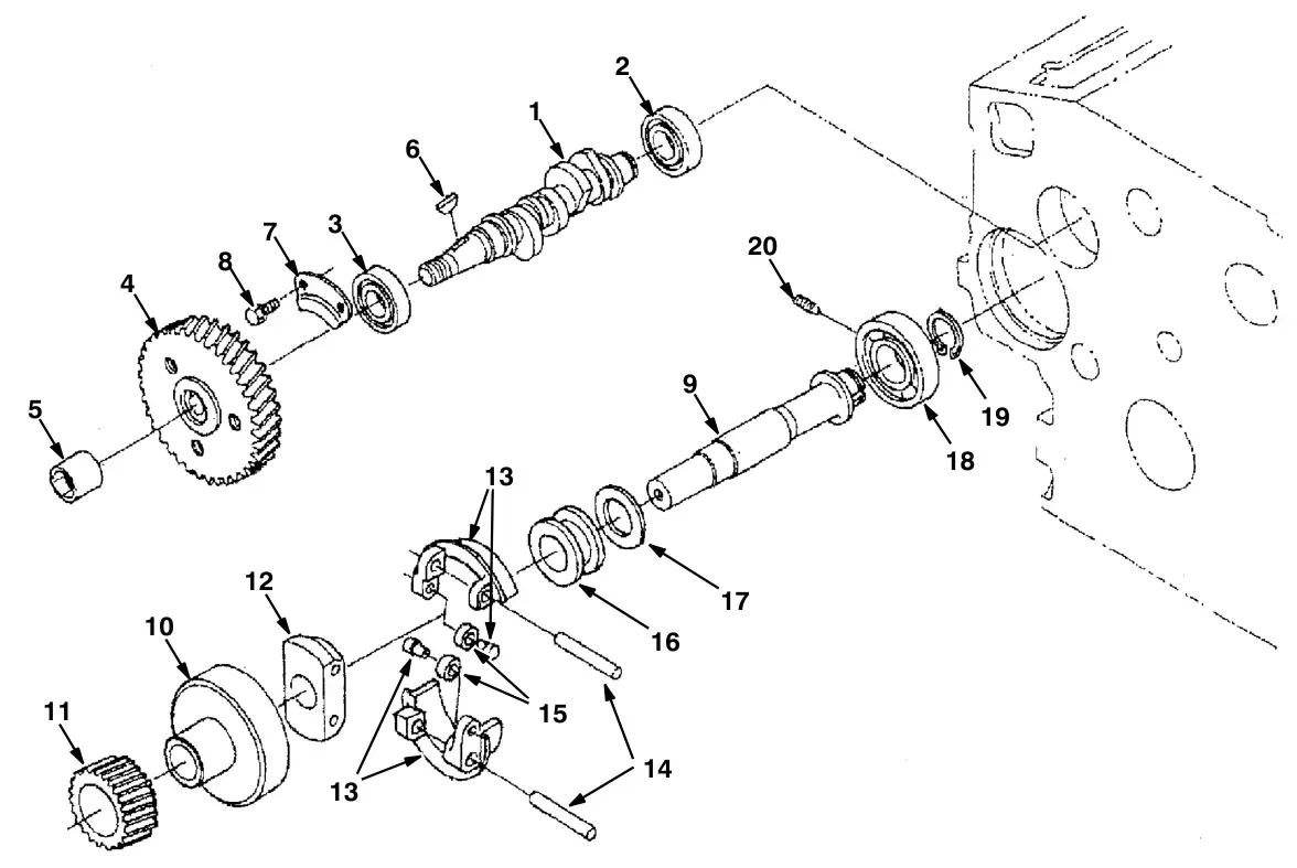 Tennant S30 Diesel fuel camshaft group (engine) drawing, manual page 5-13