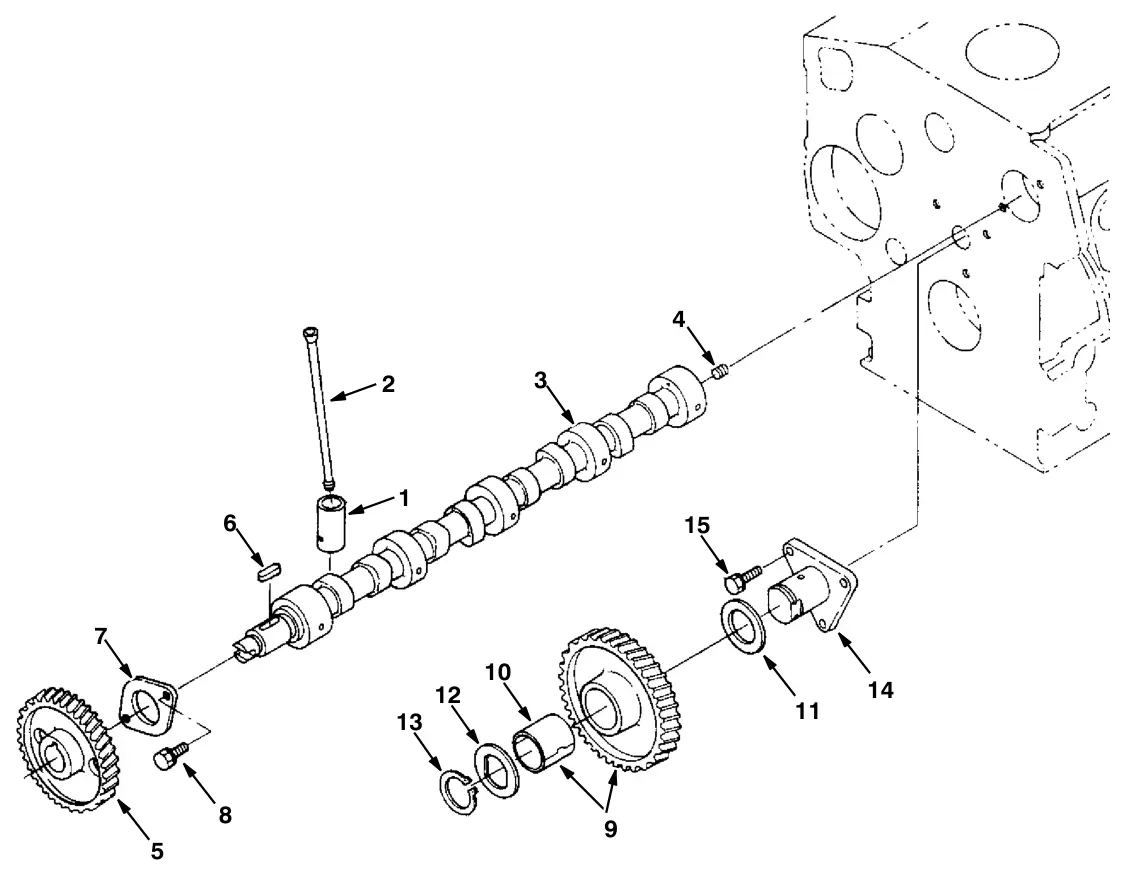 Tennant S30 Diesel camshaft group (engine) drawing, manual page 5-14