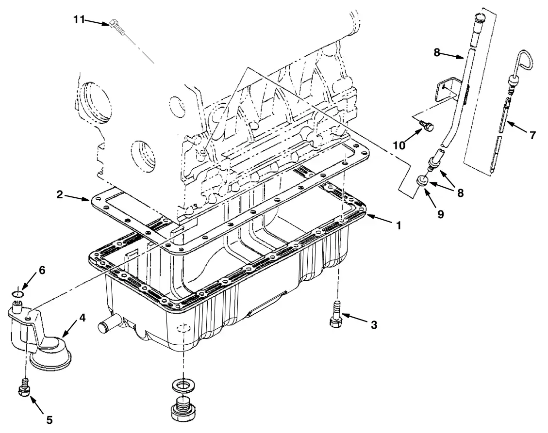 Tennant S30 Diesel oil pan group (engine) drawing, manual page 5-4