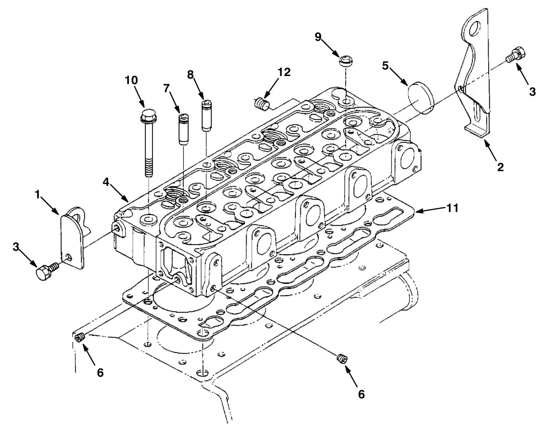 Tennant S30 Diesel cylinder head group (engine) drawing, manual page 5-5