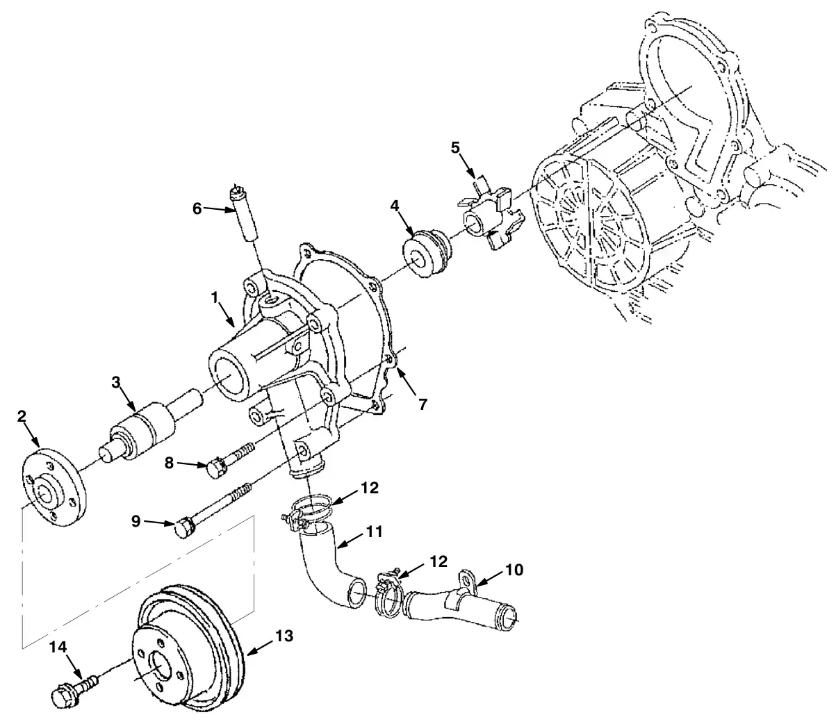 Tennant S30 Diesel water pump group (engine) drawing, manual page 5-8