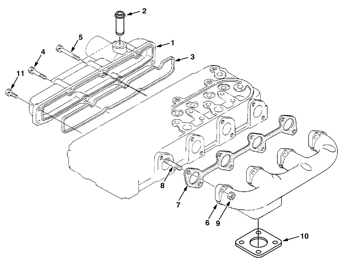 Tennant S30 Diesel manifold group (engine) drawing, manual page 5-11