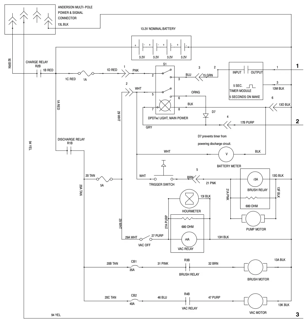 Tennant T1 electrical diagram, bms module attached to the battery (t1 li battery), manual page 30