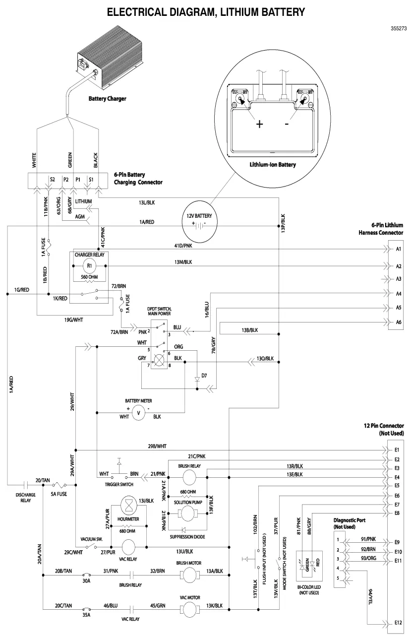 Tennant T1 electrical diagram, lithium battery (t1b battery), manual page 38