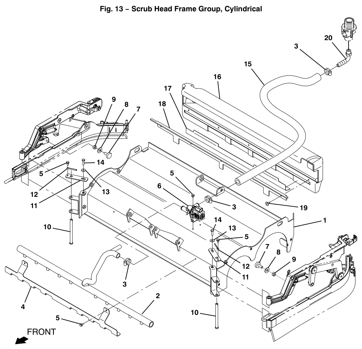 Tennant T12 scrub head frame group, cylindrical drawing, manual page 32