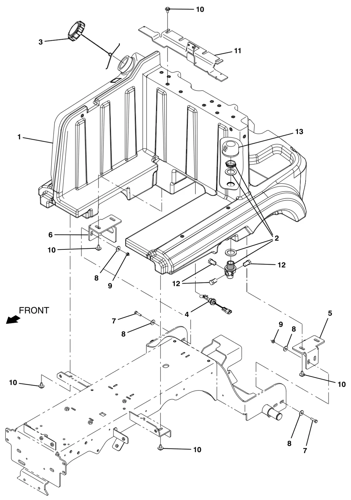 Tennant T12 solution tank group drawing, manual page 44
