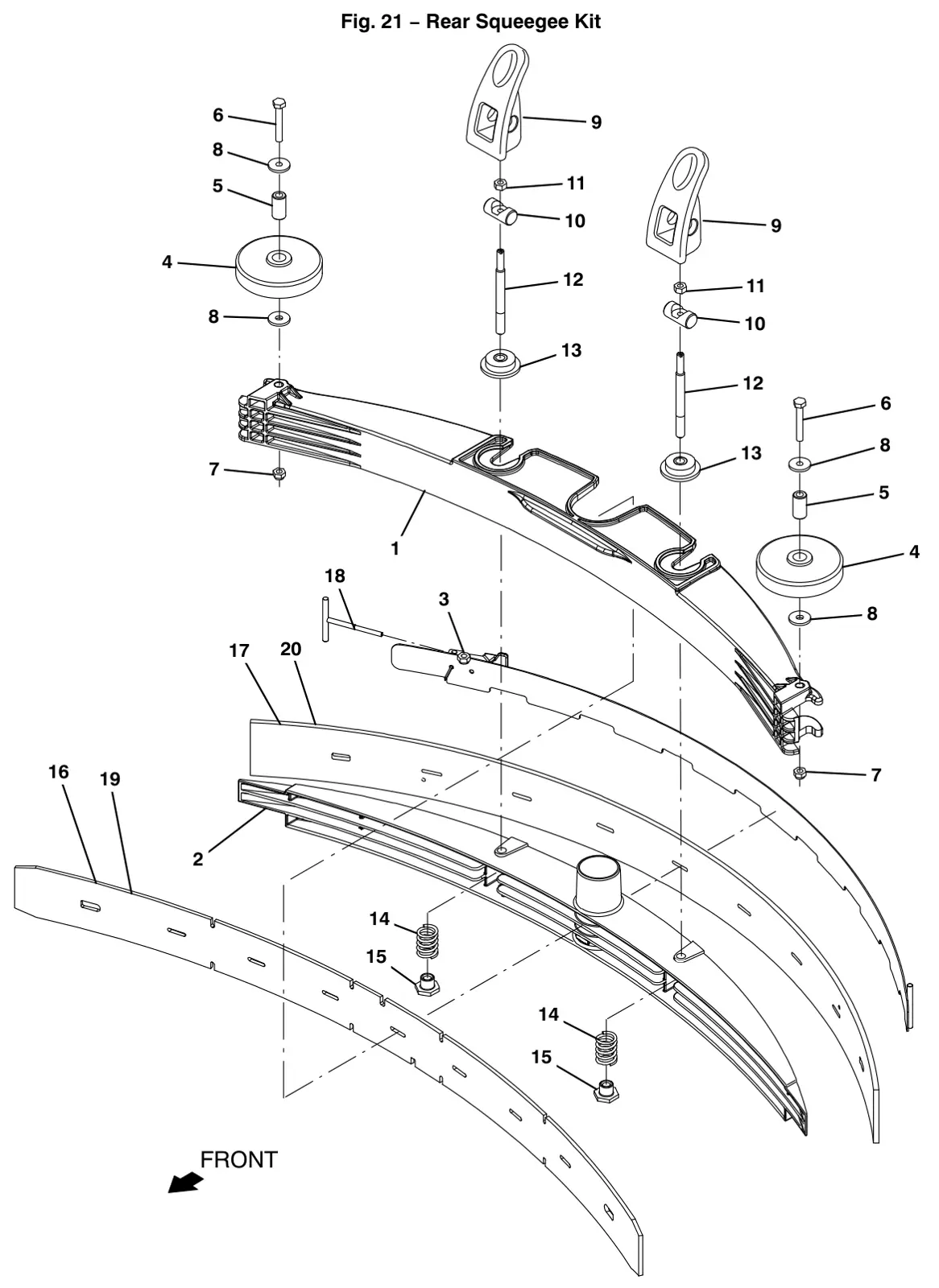 Tennant T12 rear squeegee kit drawing, manual page 48