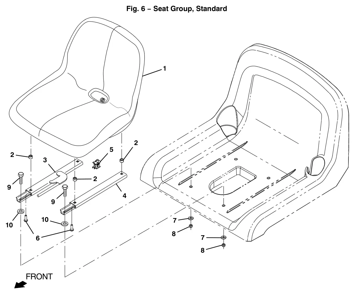 Tennant T12 seat group, standard drawing, manual page 18
