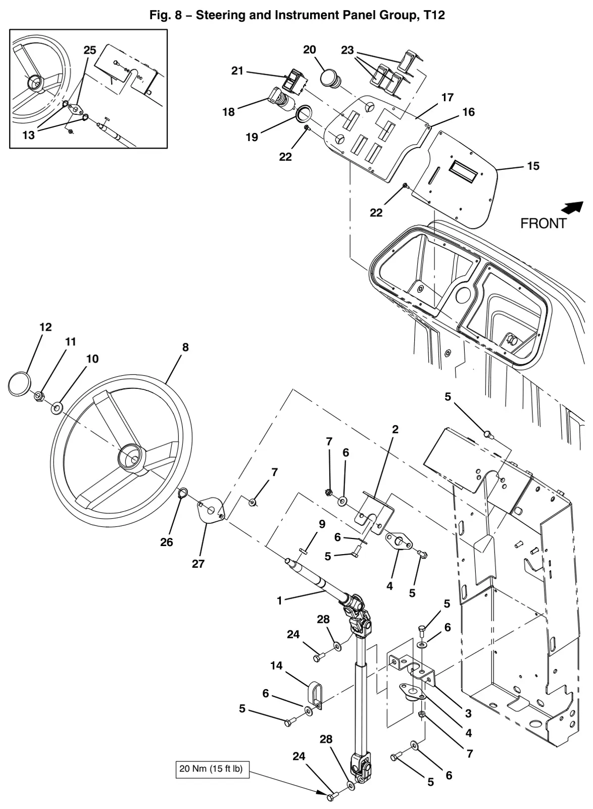 Tennant T12 steering and instrument panel group, t12 drawing, manual page 22