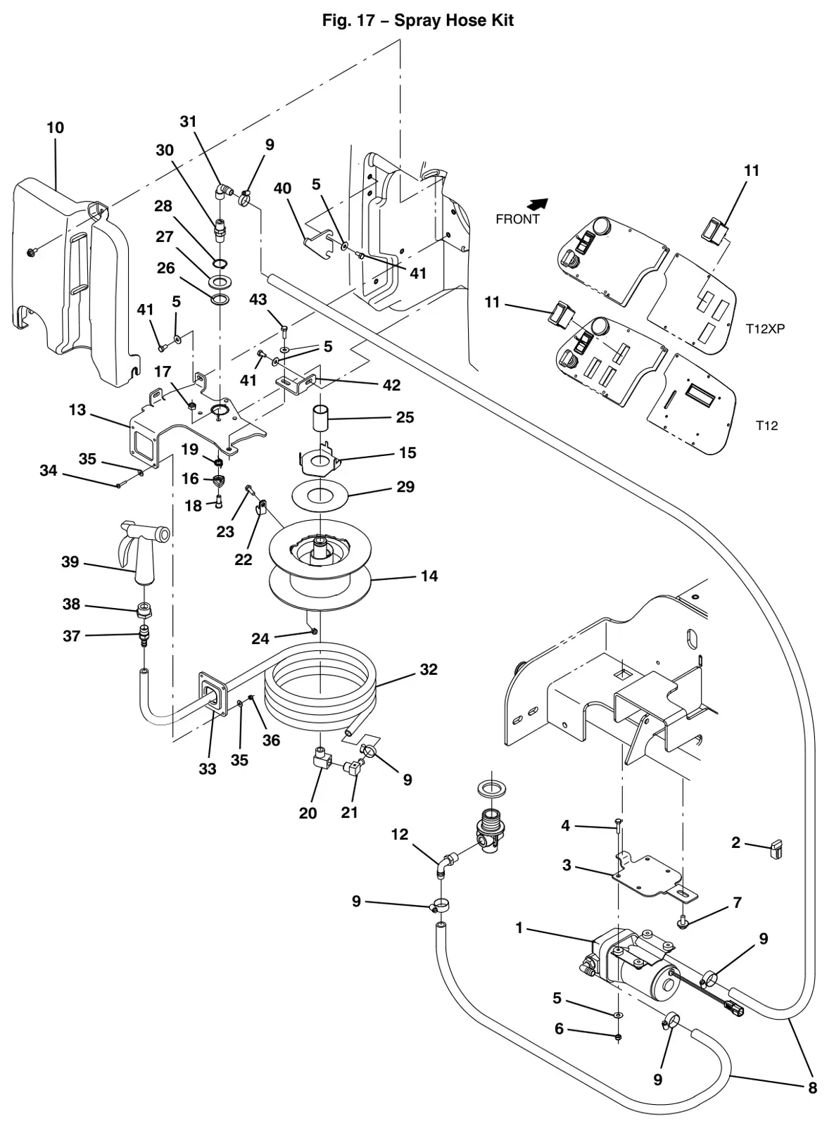 Tennant T12 spray hose kit (option) drawing, manual page 92
