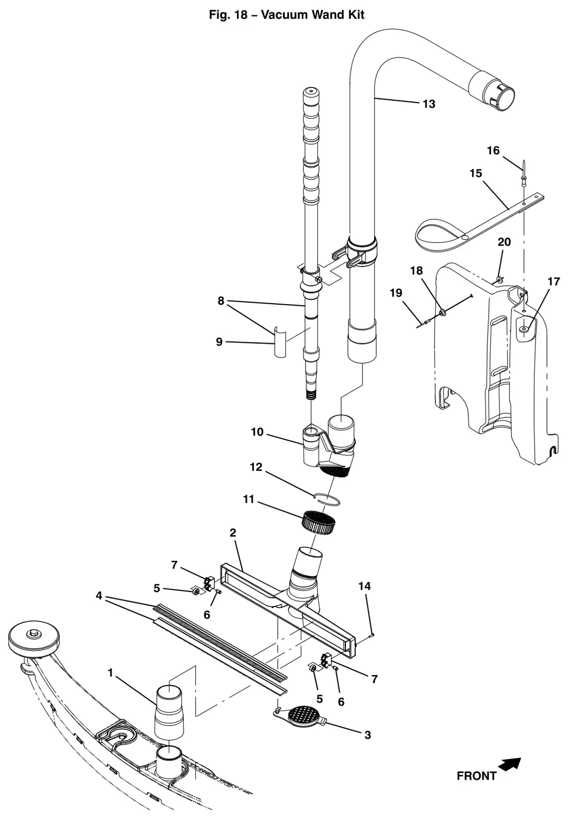 Tennant T12 vacuum wand kit (option) drawing, manual page 94