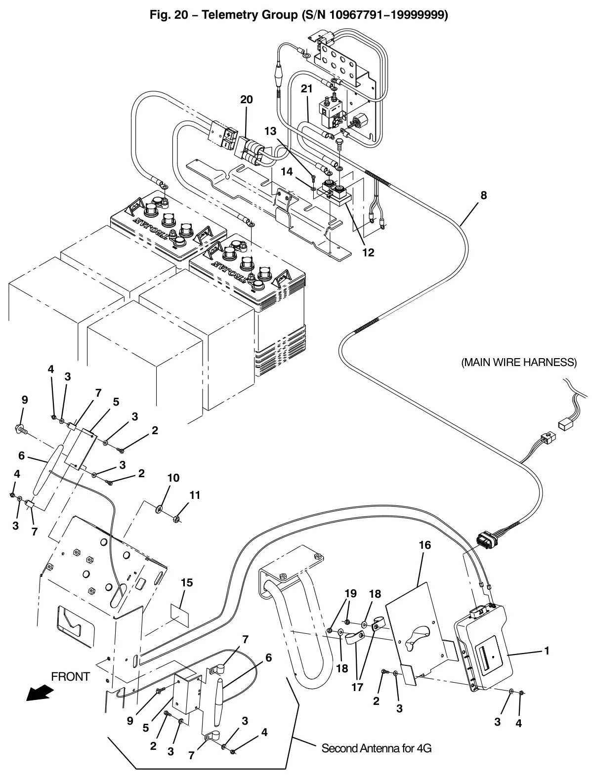 Tennant T12 telemetry group (s/n 10967791-19999999) (option) drawing, manual page 98