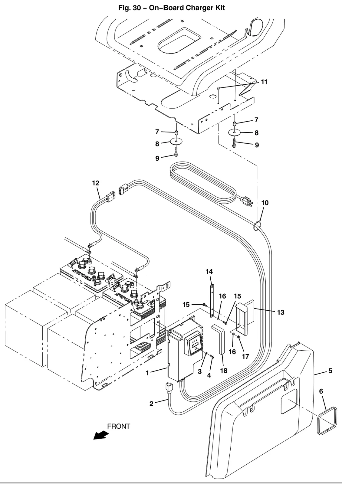 Tennant T12 on-board charger kit (option) drawing, manual page 114