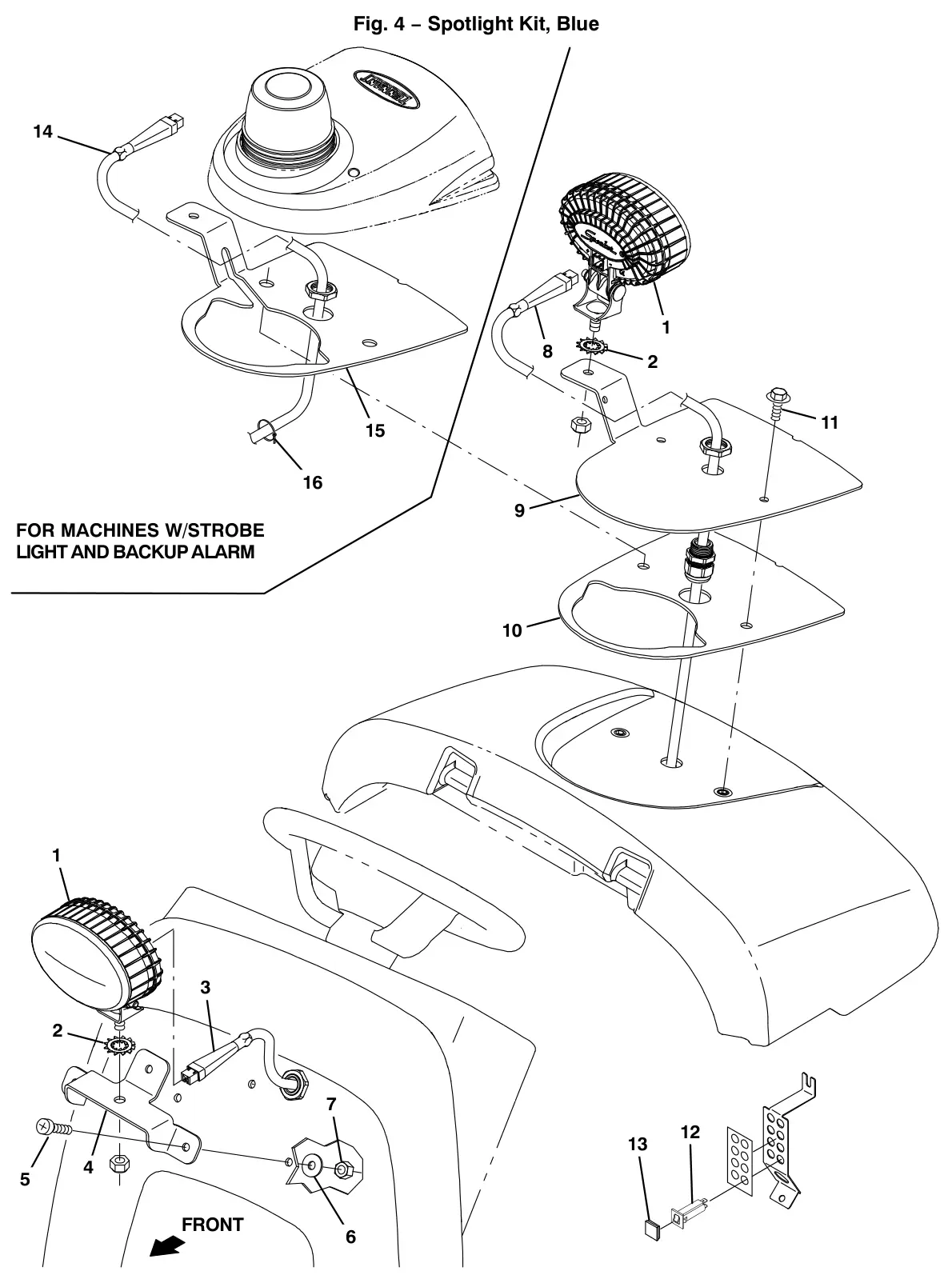 Tennant T12 spotlight kit, blue (option) drawing, manual page 66