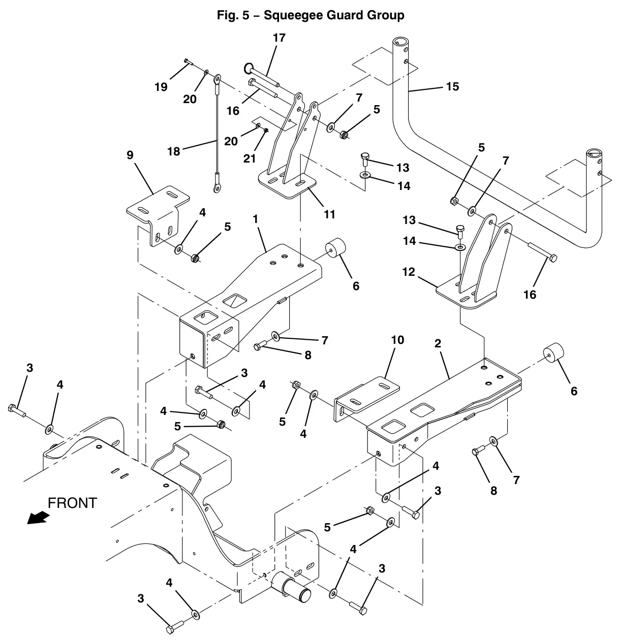 Tennant T12 squeegee guard group (option) drawing, manual page 68