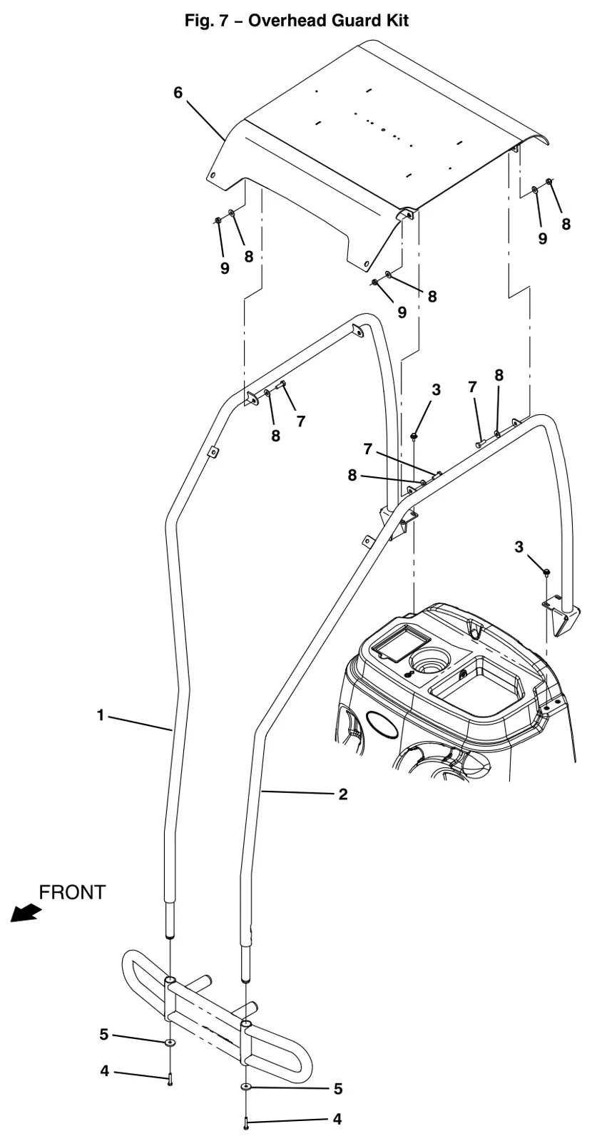 Tennant T12 overhead guard kit (option) drawing, manual page 72