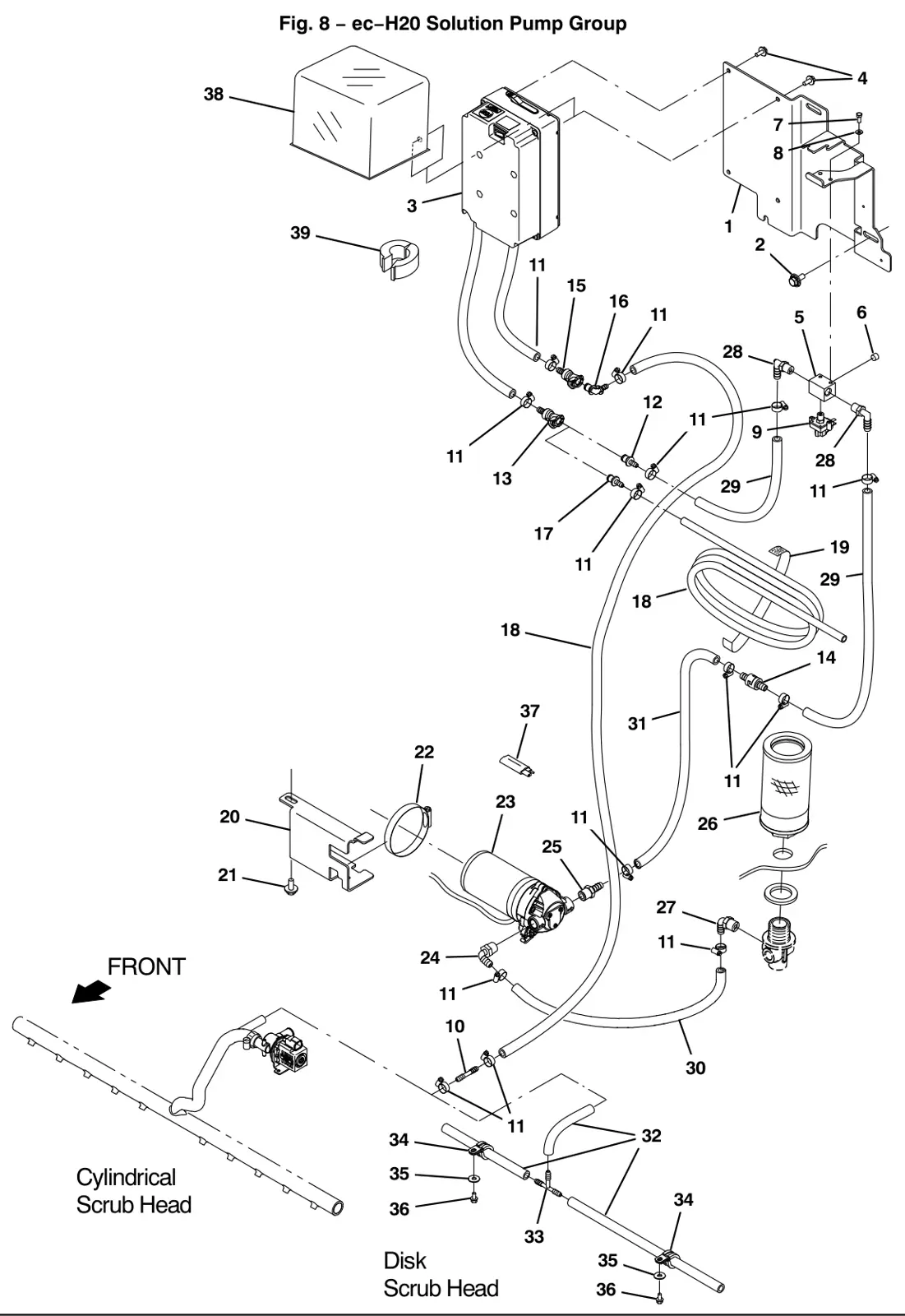 Tennant T12 ec-h20 solution pump group (option) drawing, manual page 74