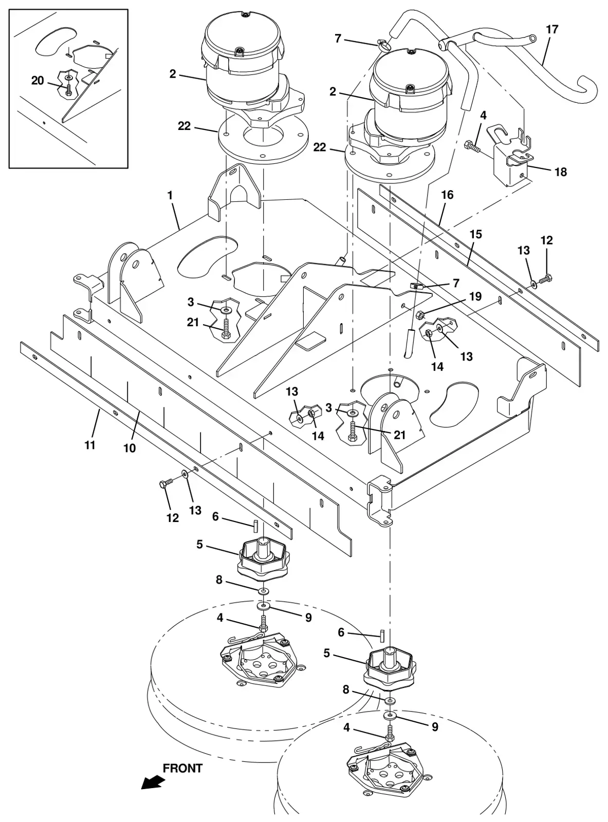 Tennant T16 scrub head drive motor group, disk drawing, manual page 30