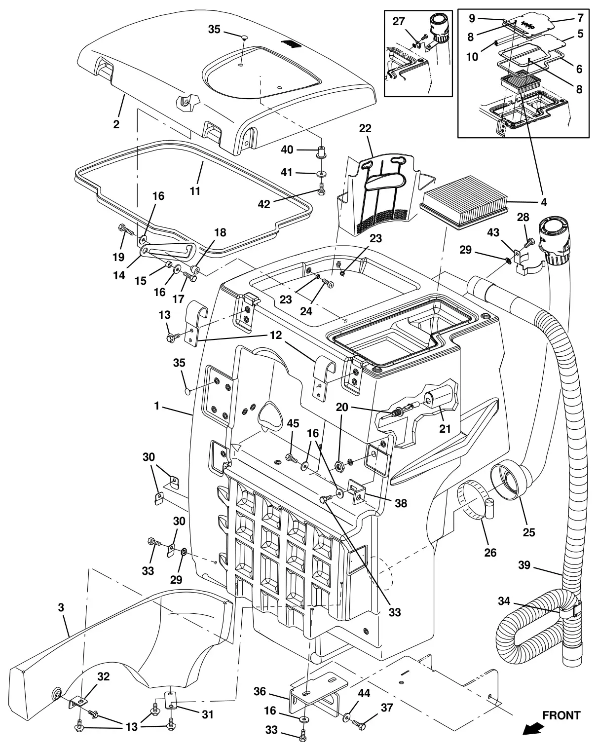 Tennant T16 recovery tank group drawing, manual page 40