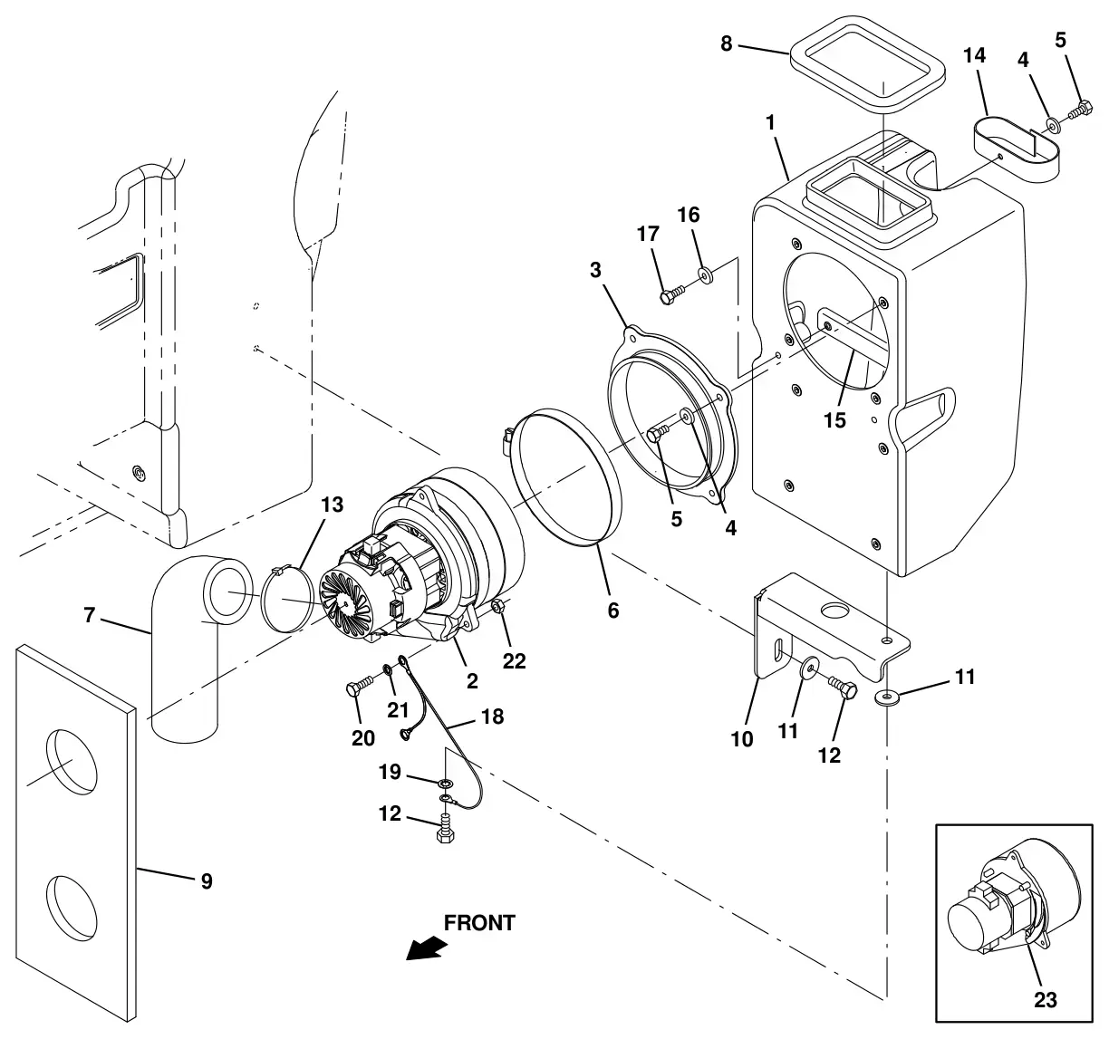 Tennant T16 vacuum fan kit, single drawing, manual page 42