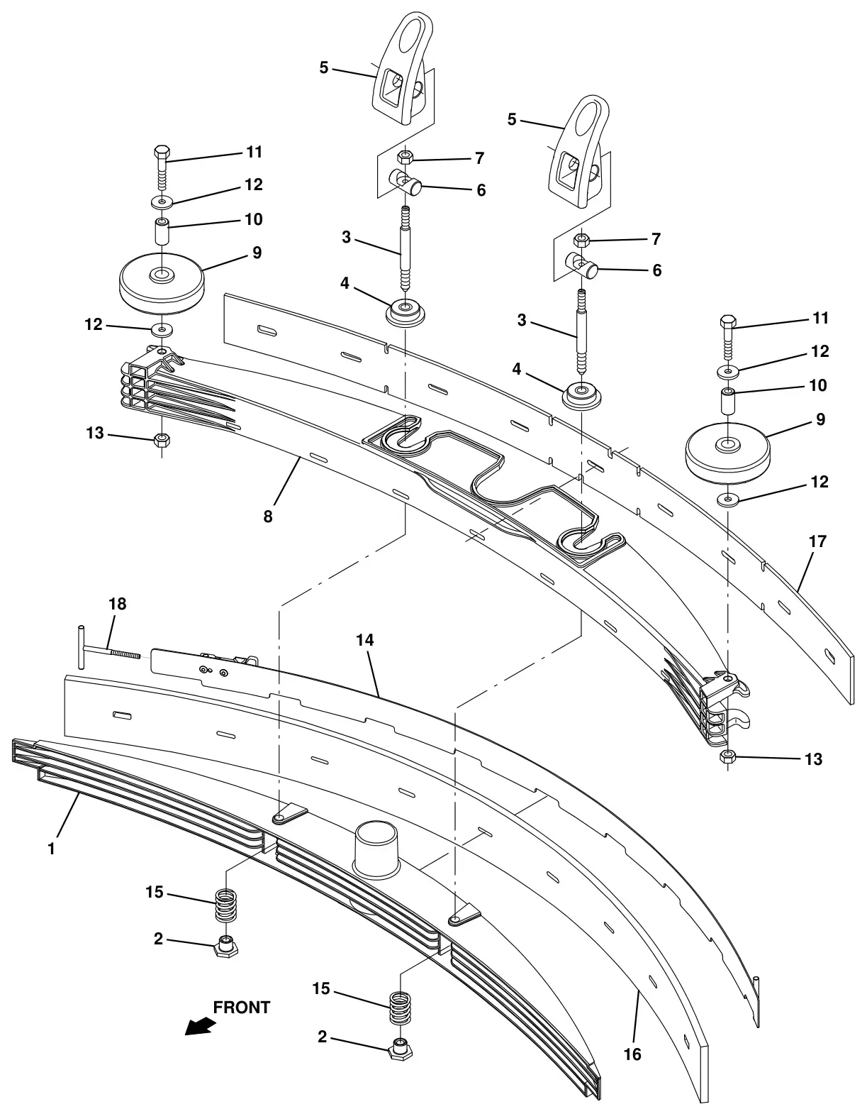 Tennant T16 rear squeegee group drawing, manual page 48