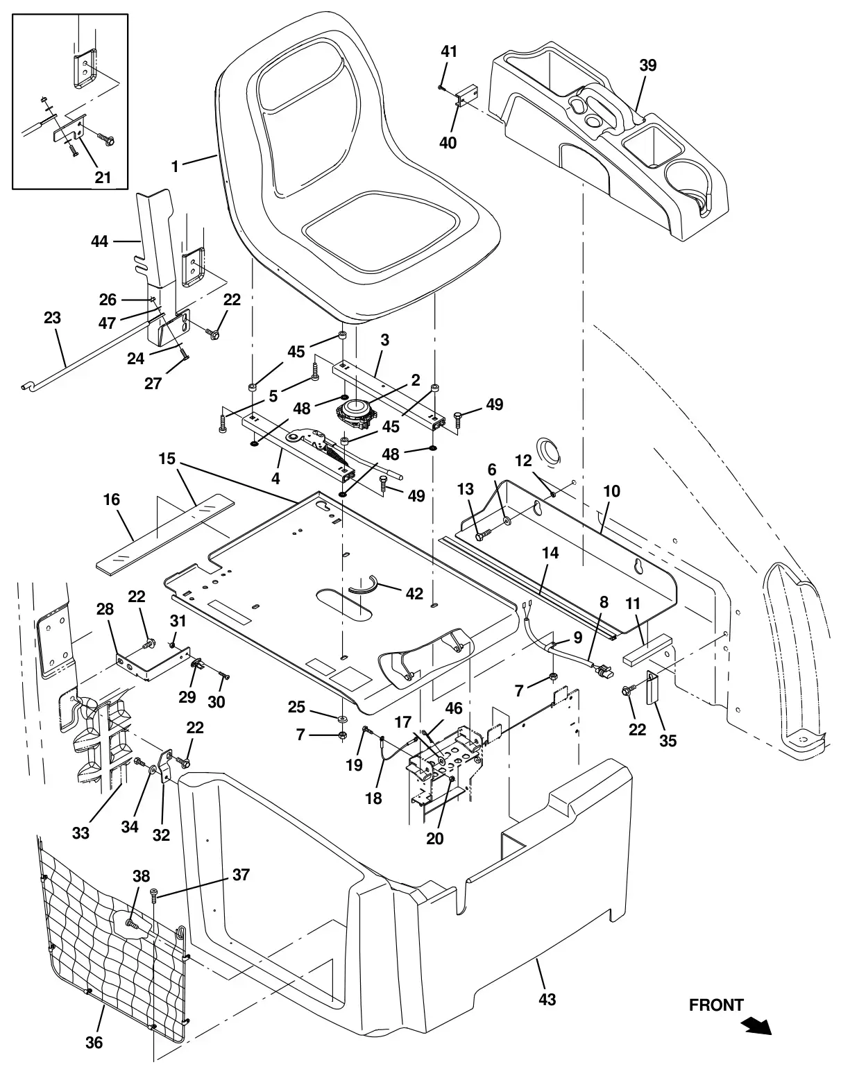 Tennant T16 seat group drawing, manual page 14