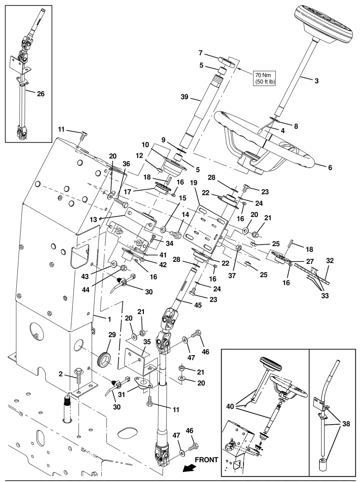 Tennant T16 steering group drawing, manual page 16