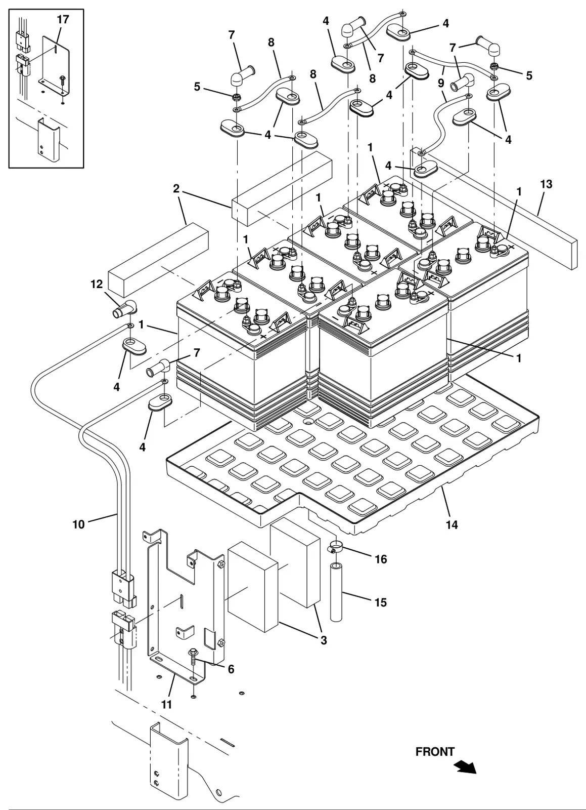 Tennant T16 battery group, 235ah drawing, manual page 24