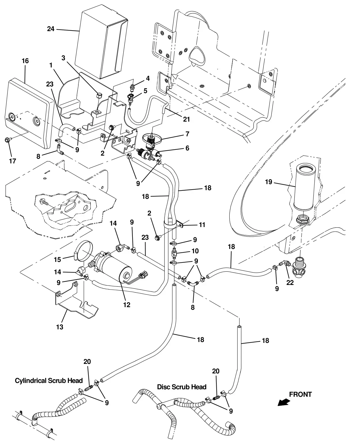 Tennant T16 fast pump group (option) drawing, manual page 71