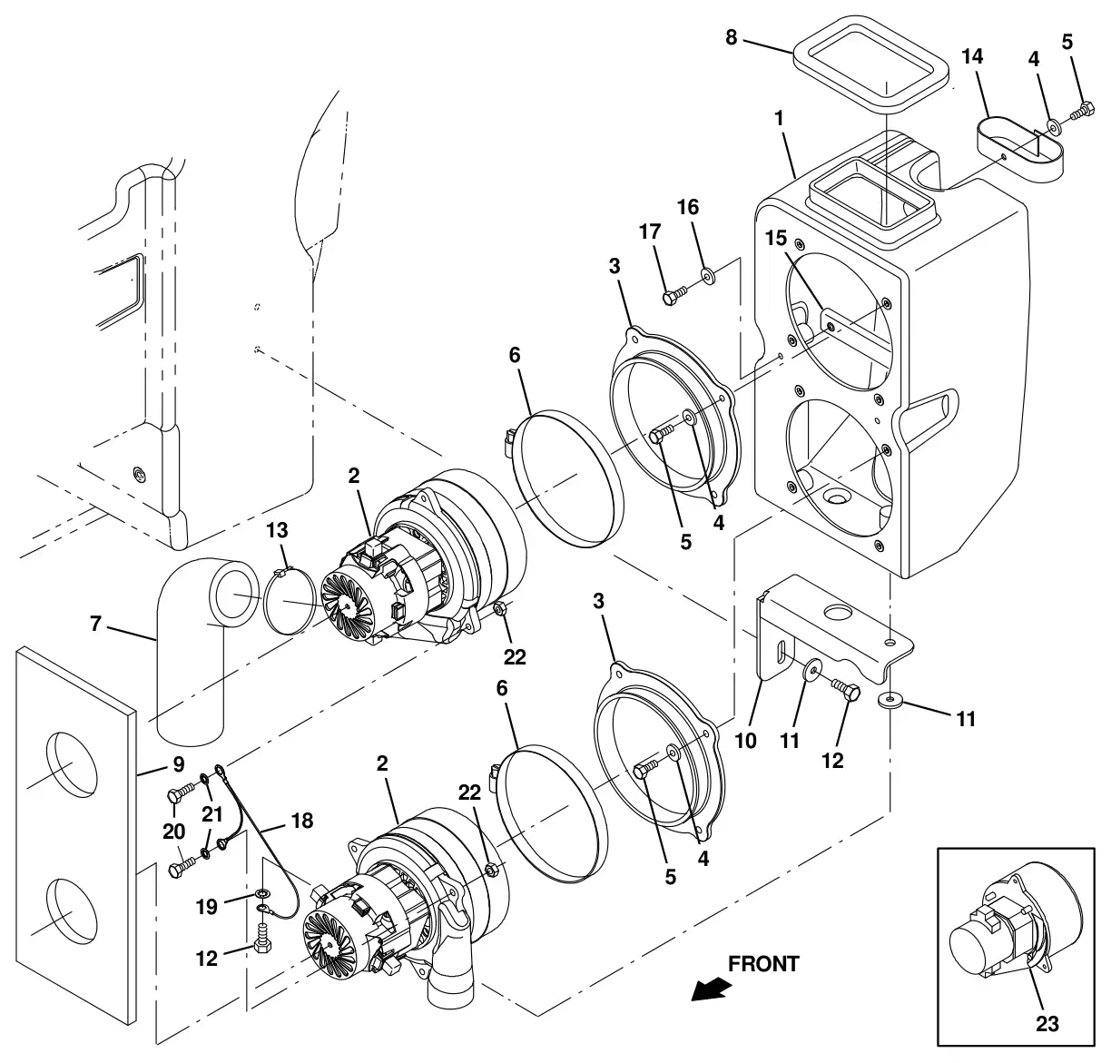 Tennant T16 vacuum fan kit, dual (option) drawing, manual page 82