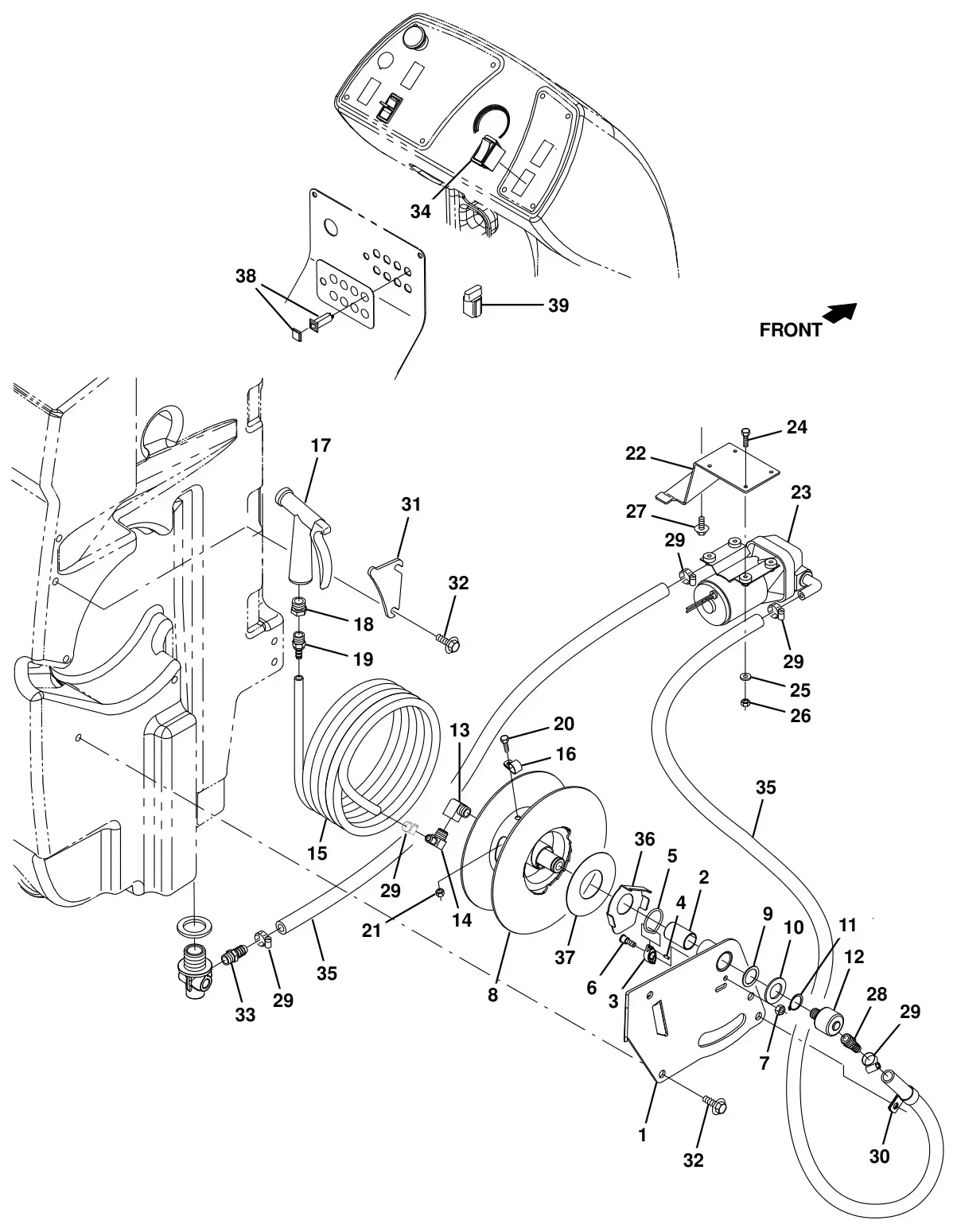 Tennant T16 spray hose kit (option) drawing, manual page 84