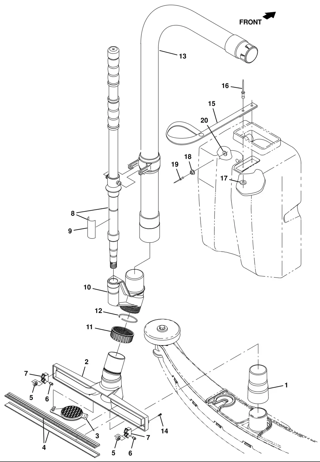 Tennant T16 vacuum wand kit (option) drawing, manual page 86