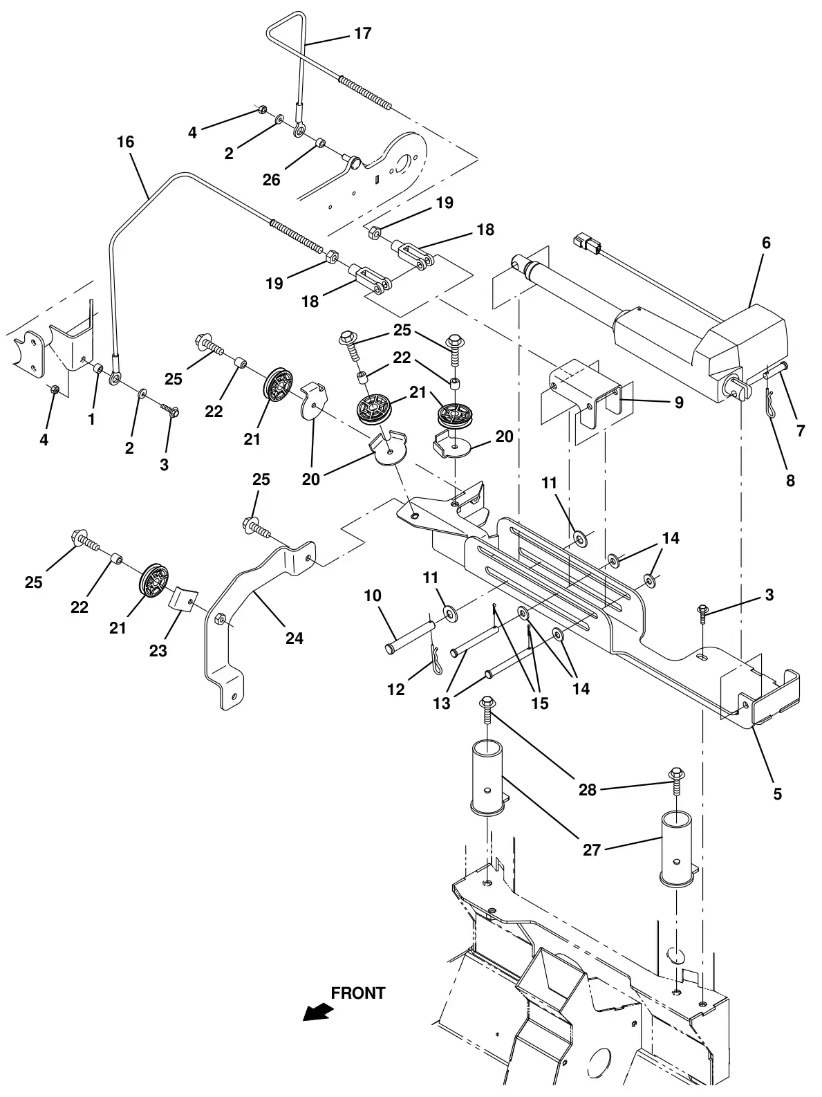 Tennant T16 pre - sweep brush lift group (option) drawing, manual page 98