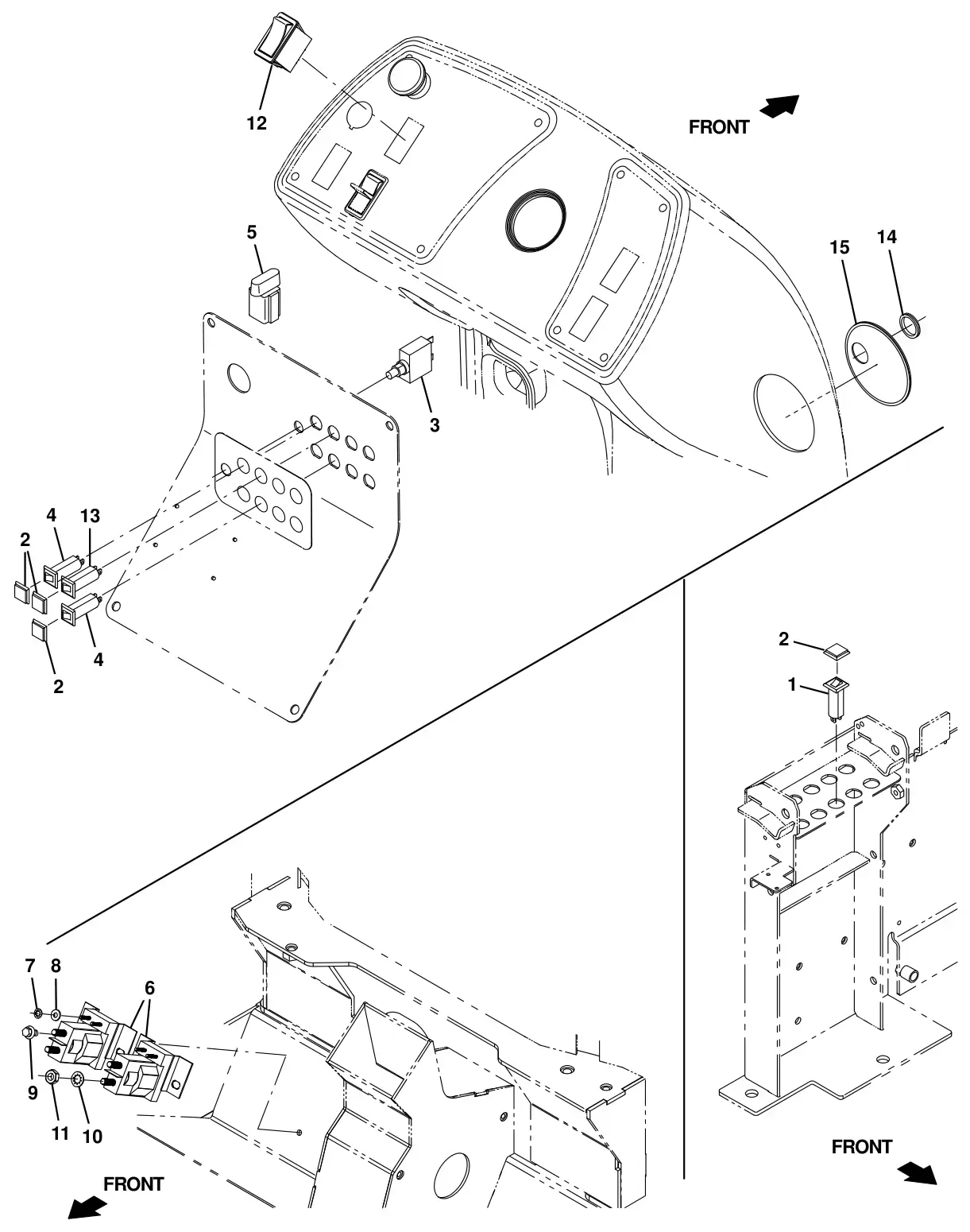 Tennant T16 pre - sweep electrical group (option) drawing, manual page 100
