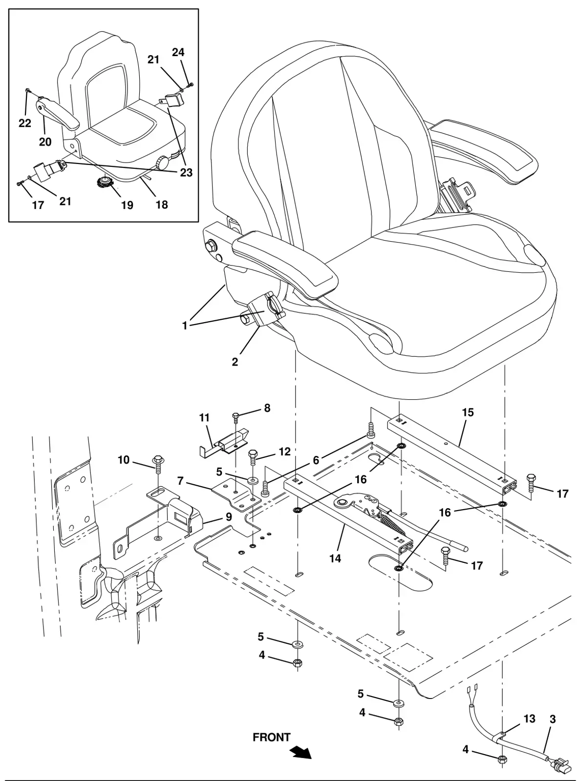 Tennant T16 deluxe seat kit (option) drawing, manual page 114