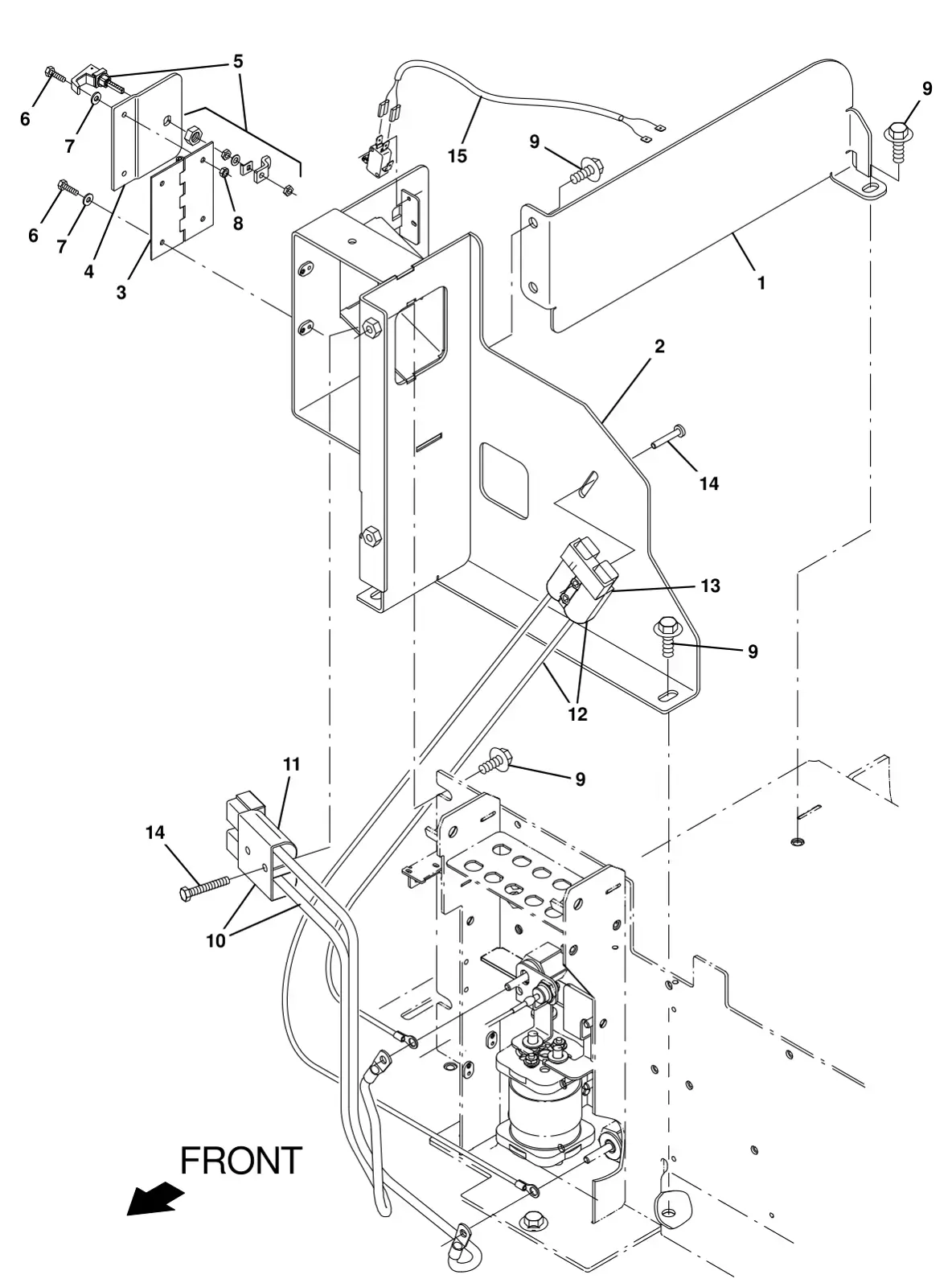 Tennant T16 battery electrical box group, lithium - ion, 36v, 3 battery kit (option) drawing, manual page 122