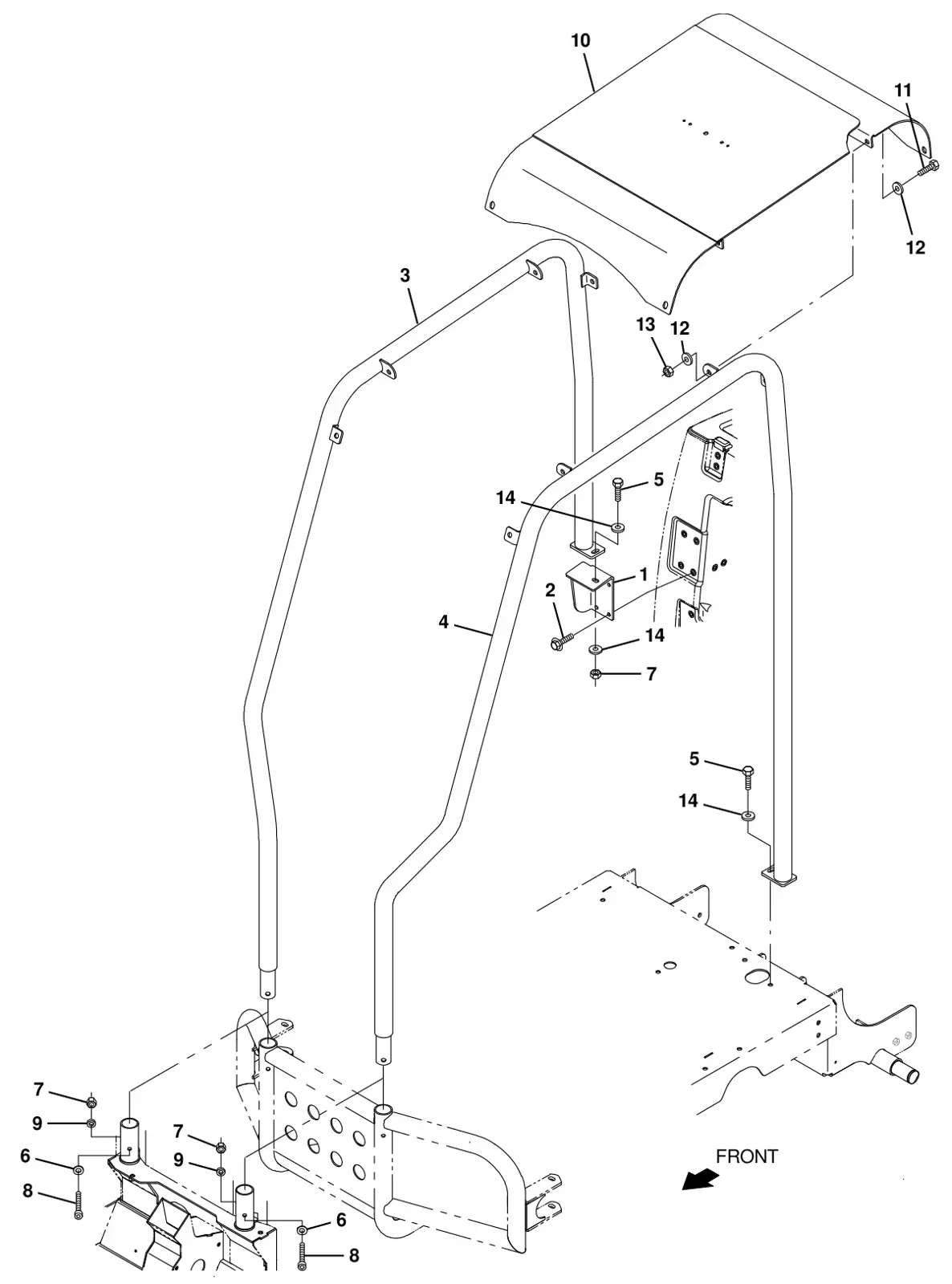 Tennant T16 overhead guard kit (option) drawing, manual page 60