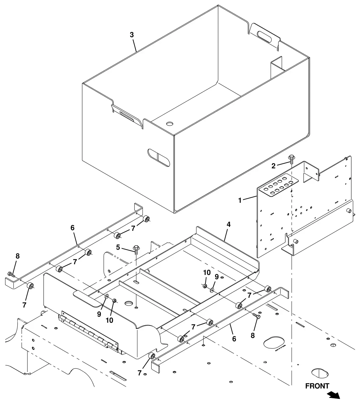 Tennant T16 rollout battery case group (option) drawing, manual page 136