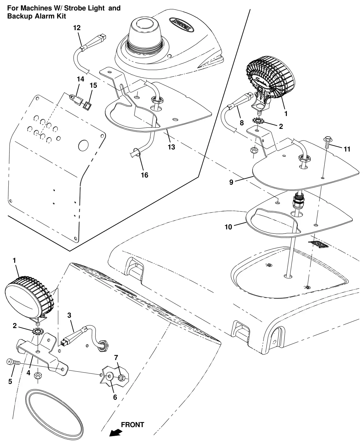 Tennant T16 spotlight kit, blue (option) drawing, manual page 152