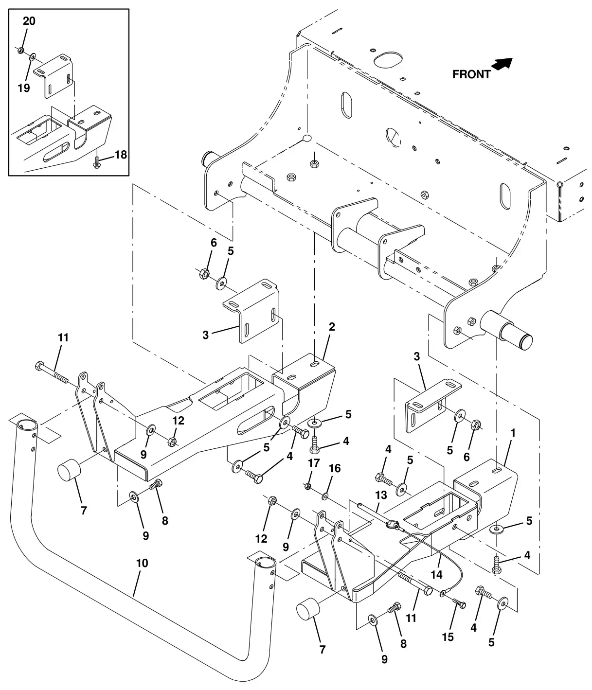 Tennant T16 squeegee guard kit (option) drawing, manual page 64