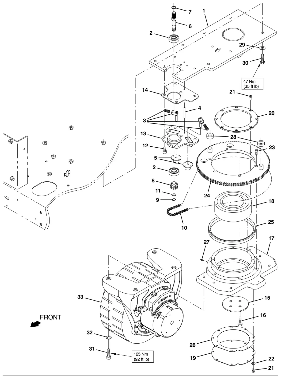 Tennant T17 drive wheel group (011000 -) drawing, manual page 30