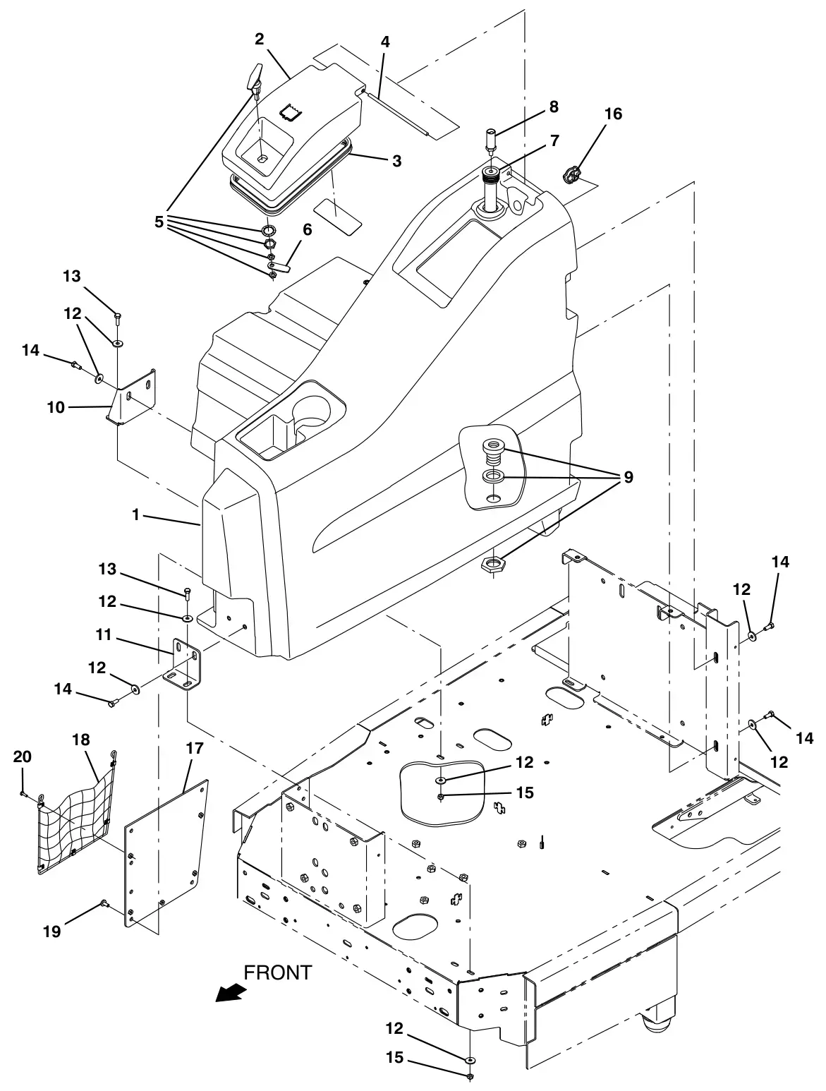 Tennant T17 solution tank group drawing, manual page 54