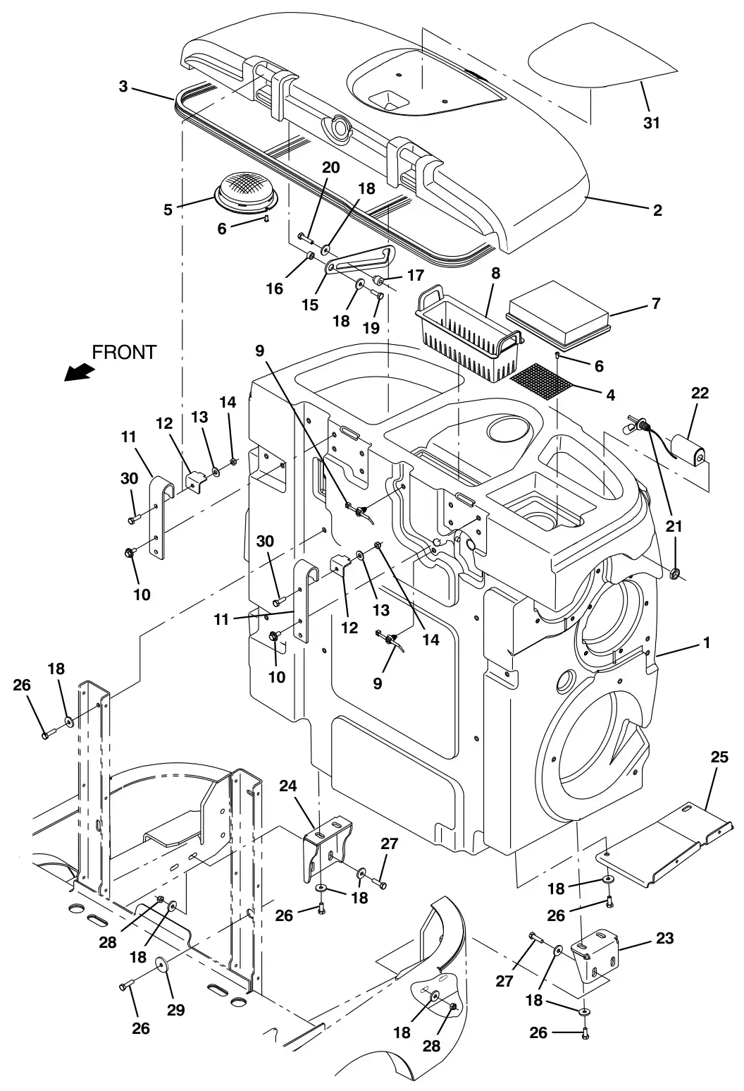 Tennant T17 recovery tank group drawing, manual page 58