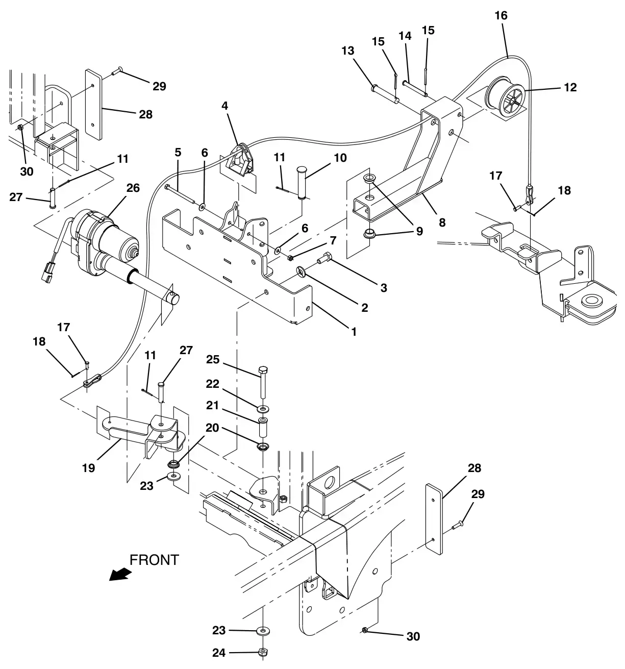 Tennant T17 rear squeegee lift group drawing, manual page 64
